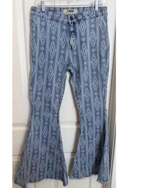 Rock & Roll Denim Aztec Bell Bottom Jeans 29x32 Boho Flare